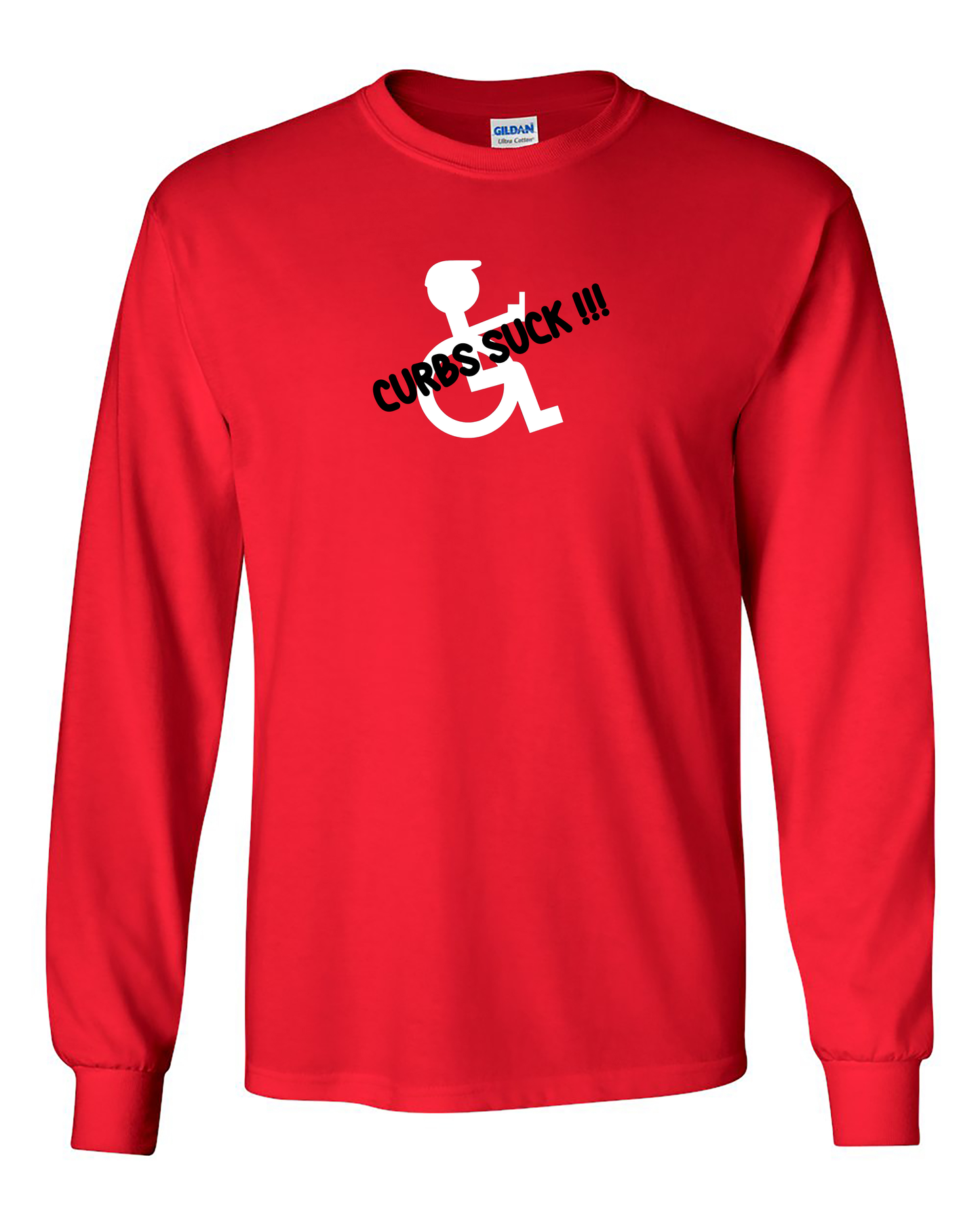 funny wheelchair shirts Suck Long Sleeve Red