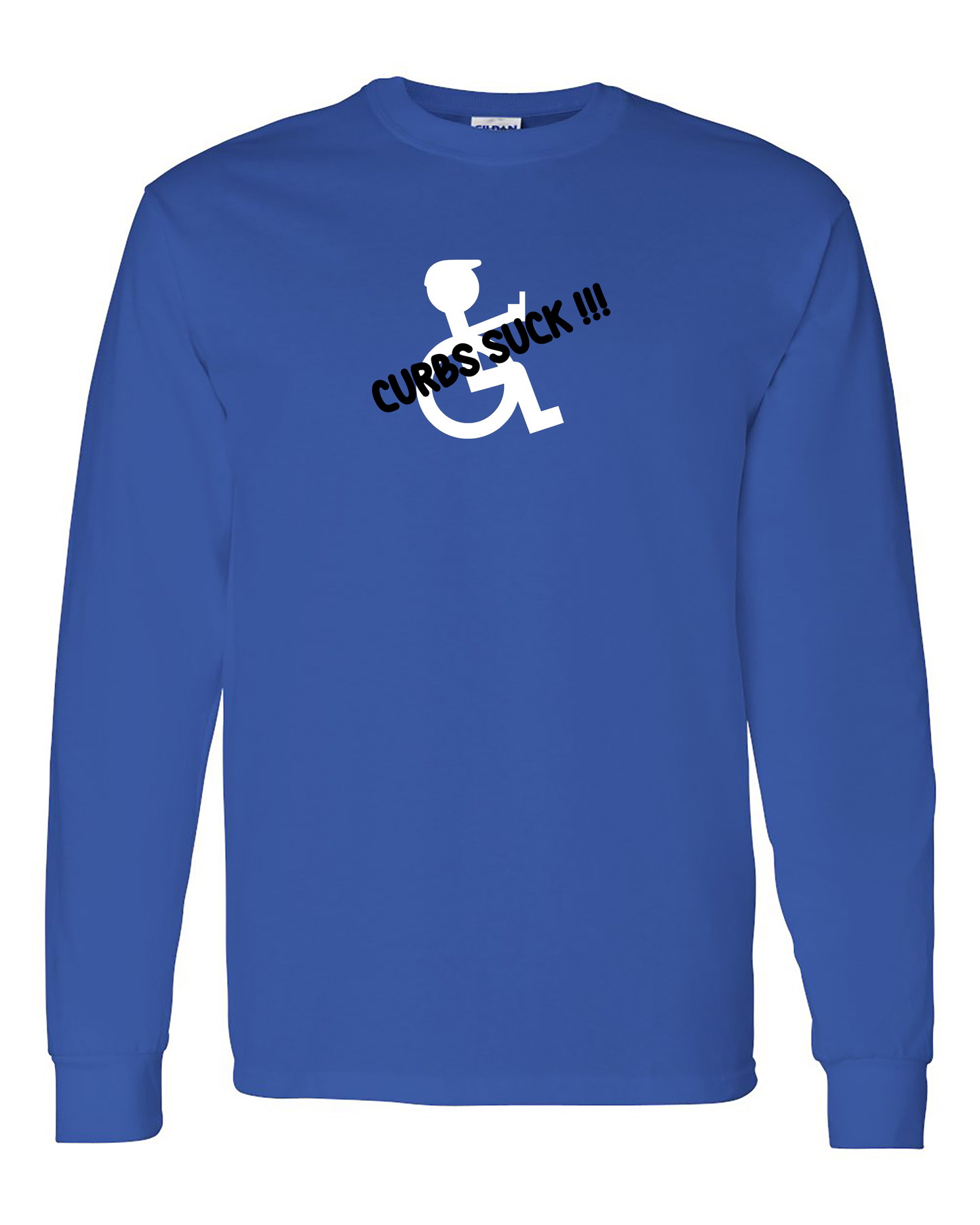 funny wheelchair shirts Curbs Suck Long Sleeve Blue