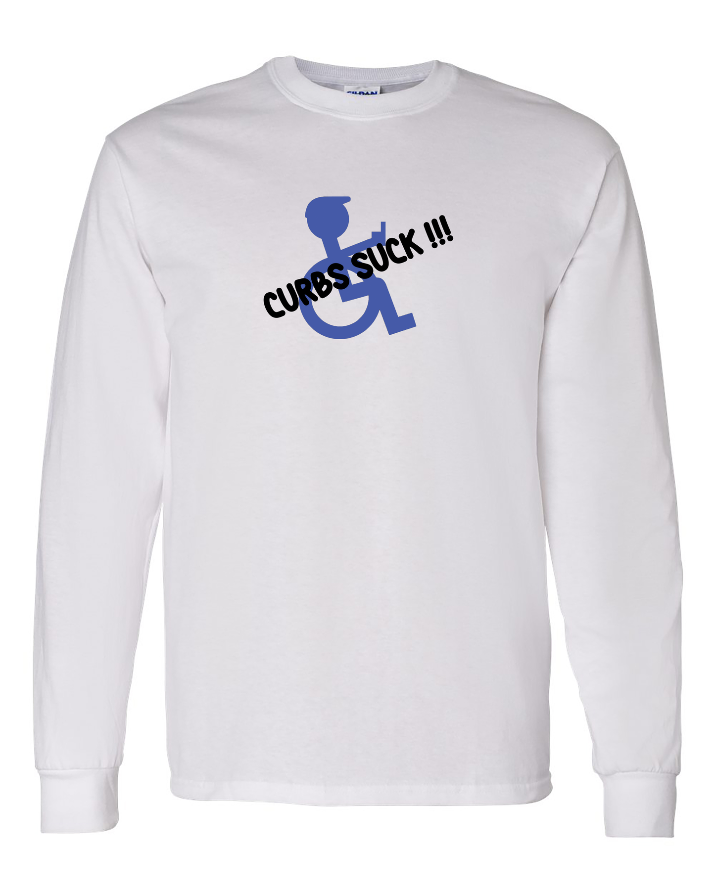 funny wheelchair shirts Curbs Suck Long Sleeve white