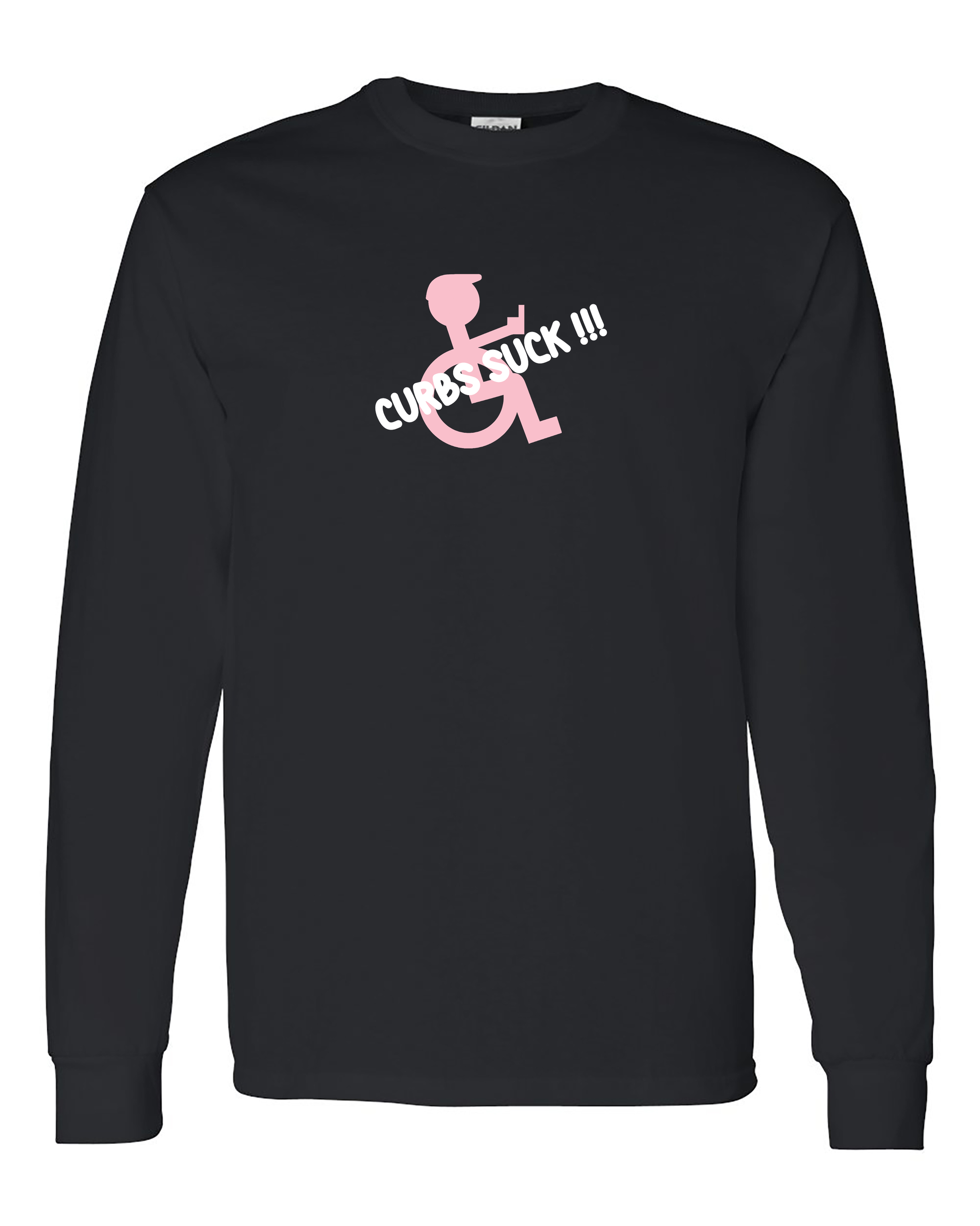 funny wheelchair shirts Curbs Suck Long Sleeve black/pink