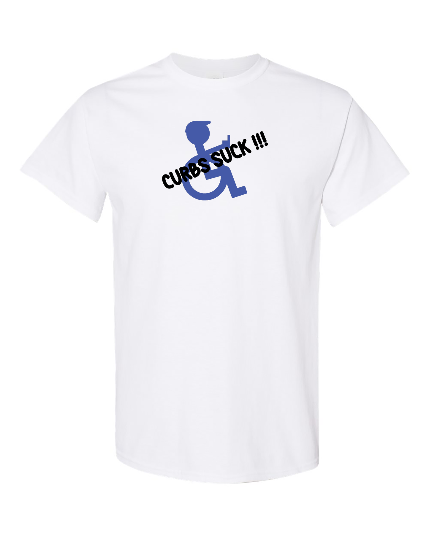 funny wheelchair shirts Curbs Suck short Sleeve white