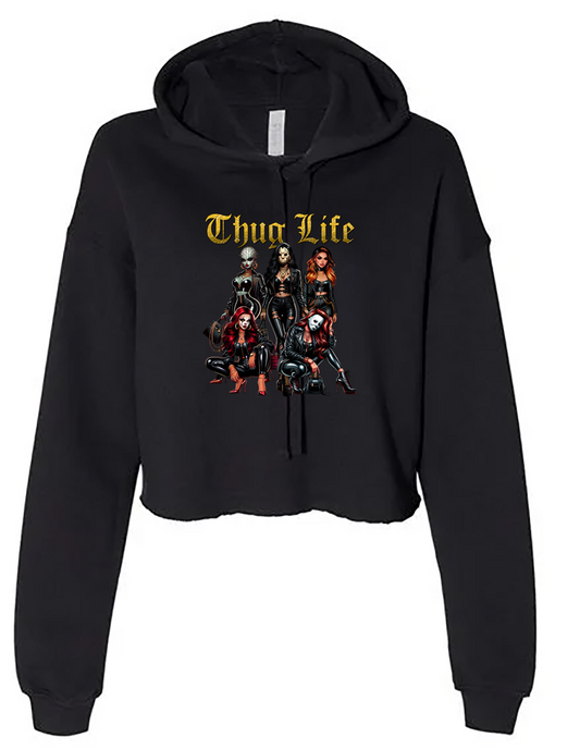 Womens Halloween Sweatshirt "thug life" crop top hoodie