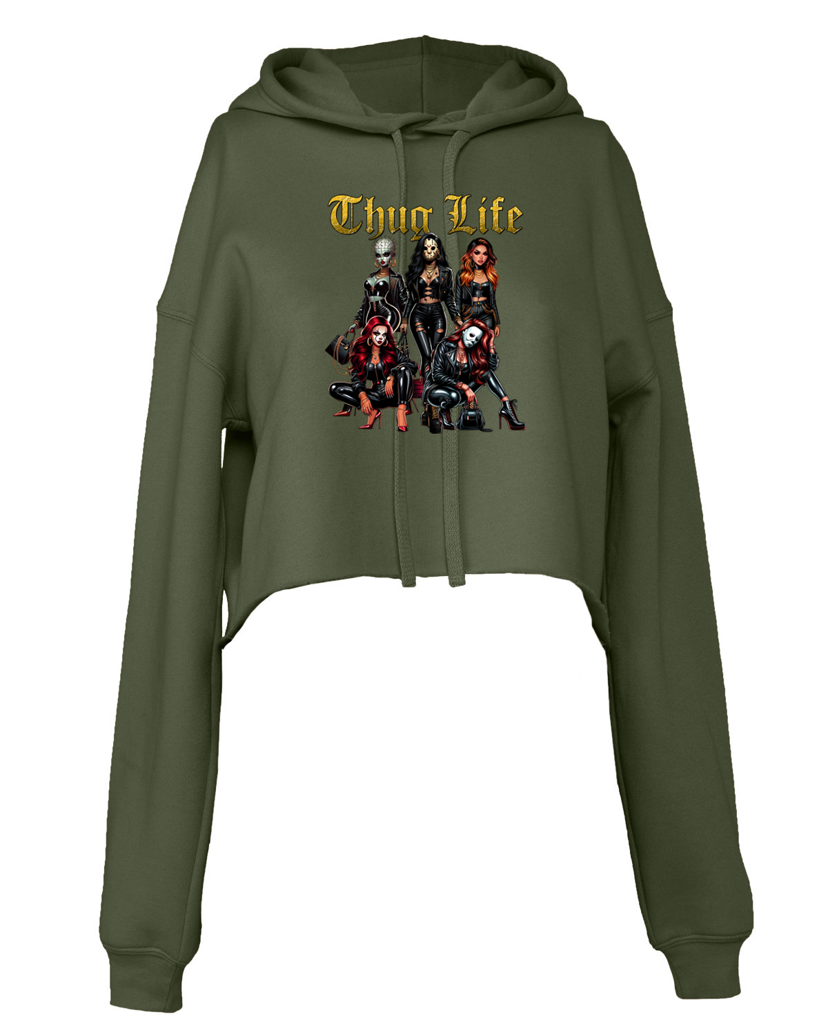 Womens Halloween Sweatshirt "thug life" crop top hoodie