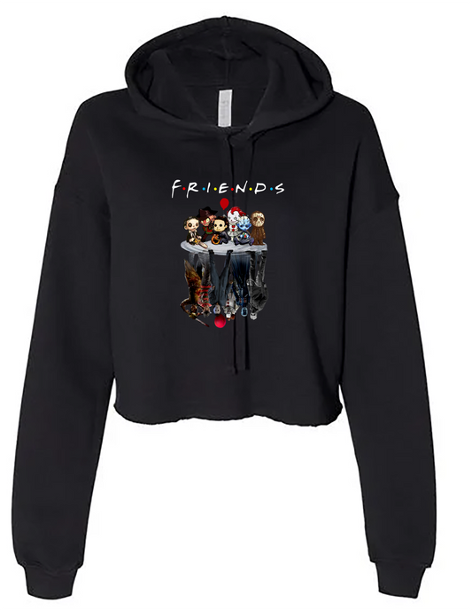 Womens Halloween sweatshirt "killer friends" crop top hoodie