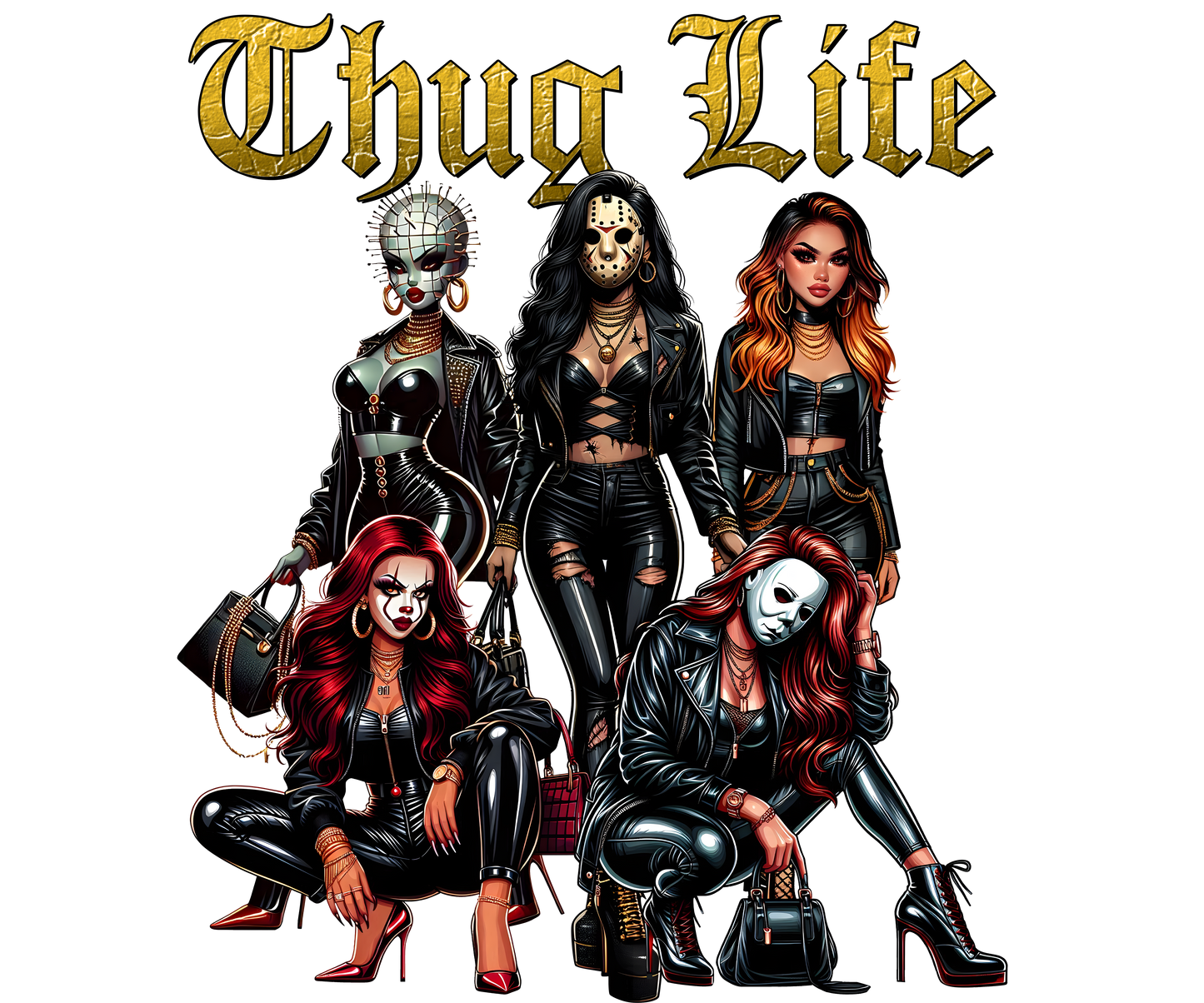 Womens Halloween Sweatshirt "thug life" crop top