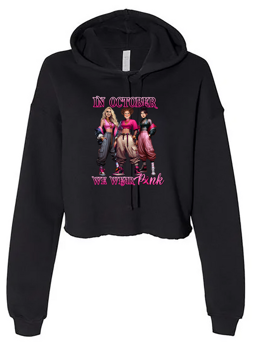 Women's Halloween Sweatshirt "we wear pink" crop top hoodie