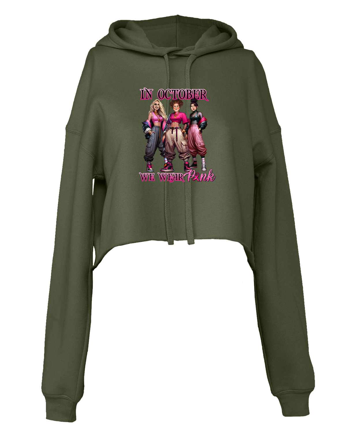 Women's Halloween Sweatshirt "we wear pink" crop top hoodie