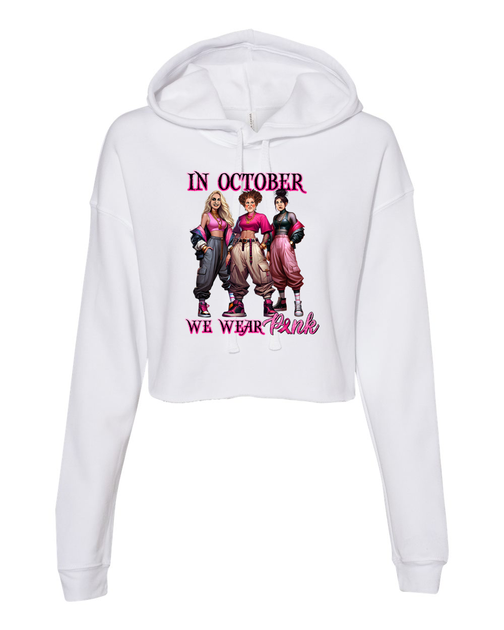 Women's Halloween Sweatshirt "we wear pink" crop top hoodie